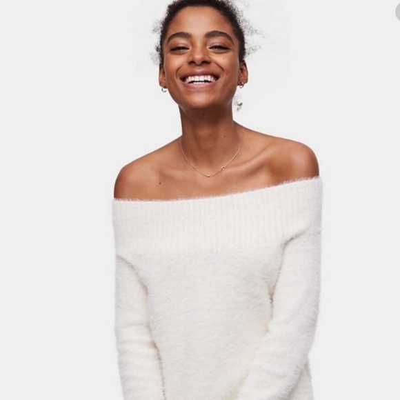 LOFT | Sweaters | Loft Fuzzy Off The Shoulder Sweater | Poshmark
